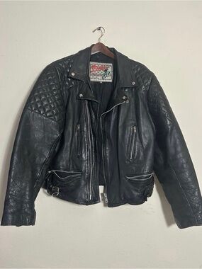 MIRHHA BLACK MOTORCYCLE BIKER JACKET Y2K 90s